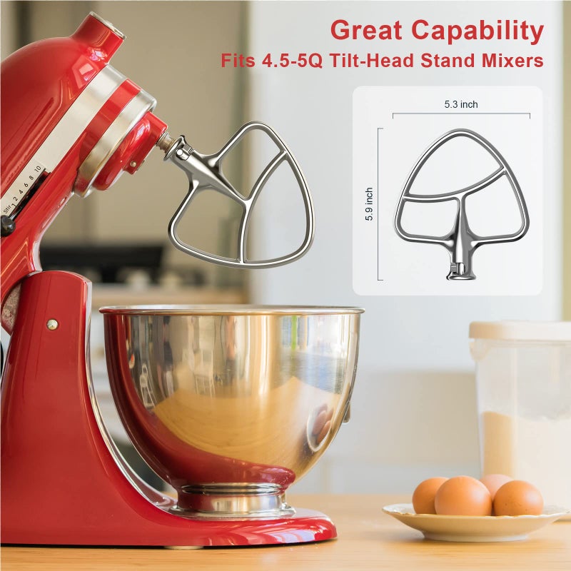 HOZODO Stainless Steel Beaters for KitchenAid Stand Mixer, 4.5-5Qt Tilt-Head Paddle Attachment for Kitchenaid Mixer, Polished Flat Beater for KitchenAid-Dishwasher Safe by HOZODO - Image 5